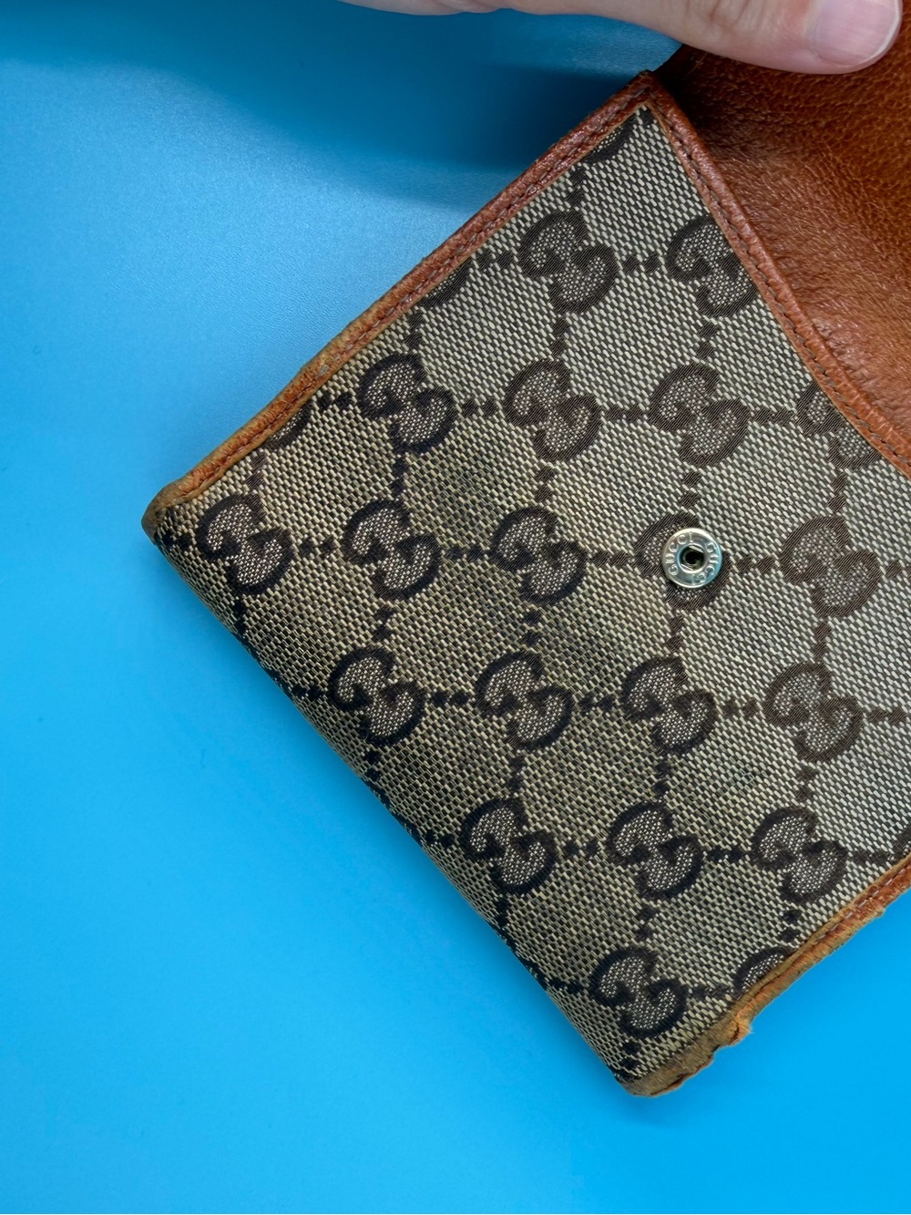 Gucci Compact Monogram Wallet Snap Canvas Silver Hardware Bifold - Picture 11 of 11